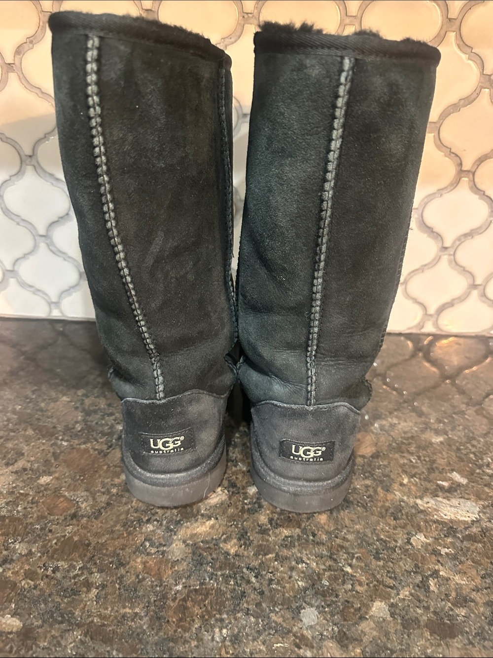UGG Black Tall Suede Sheepskin Boots